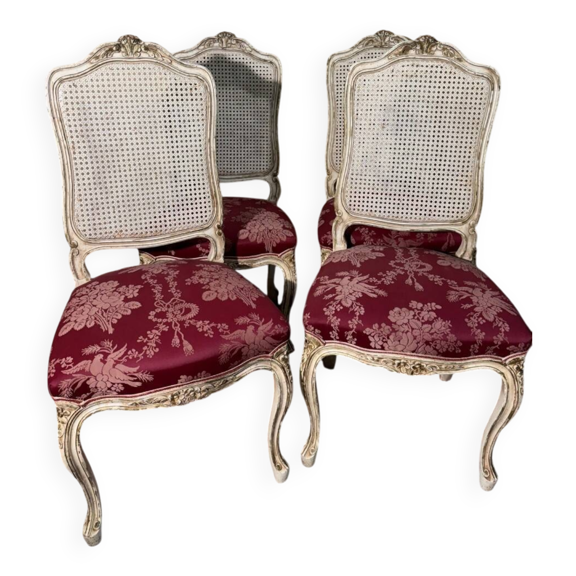 Set of four Louis XV chairs in lacquered wood