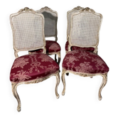 Série de quatre chaises Louis XV en bois laqué