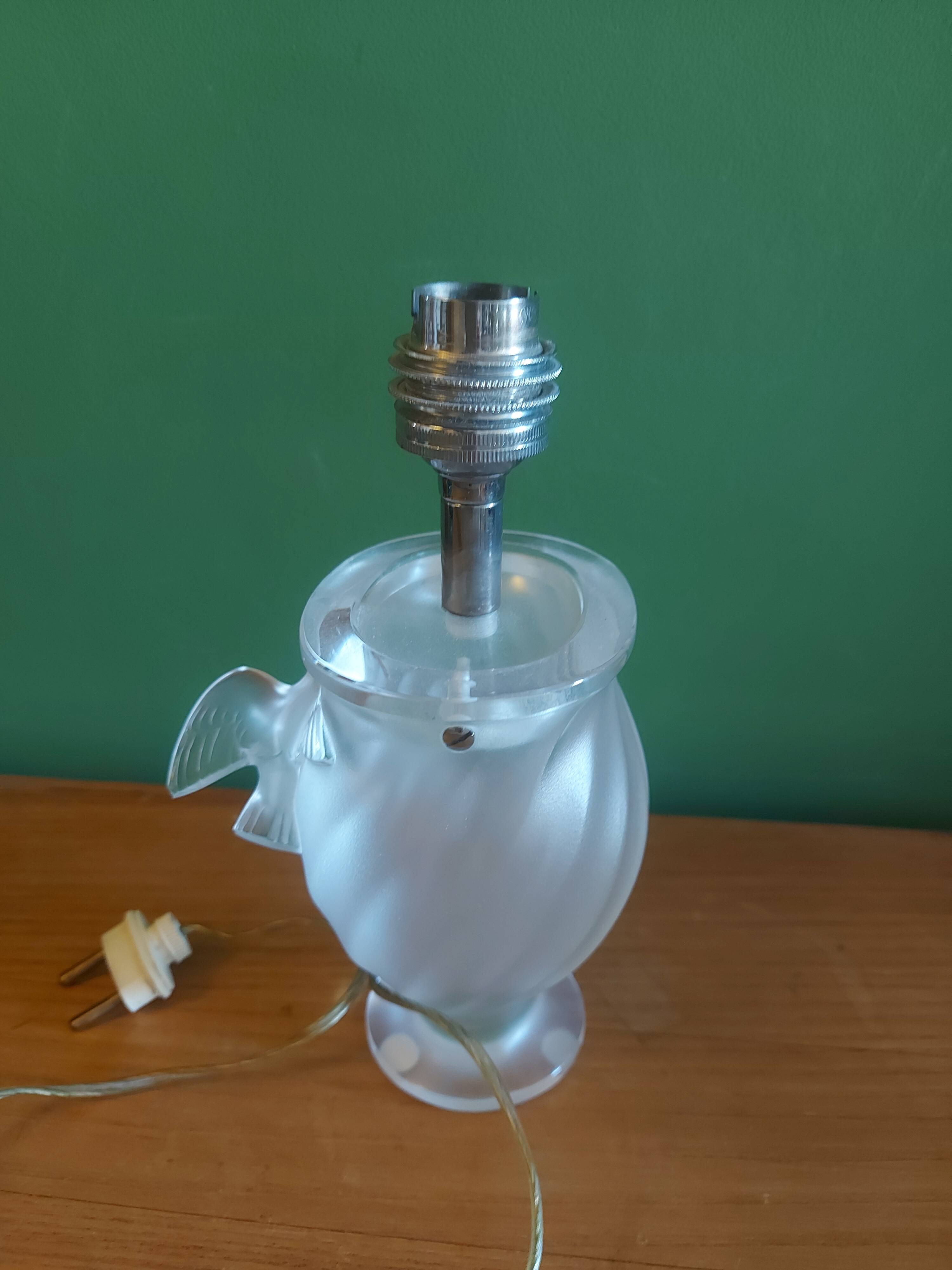 Lalique crystal lamp foot, doves