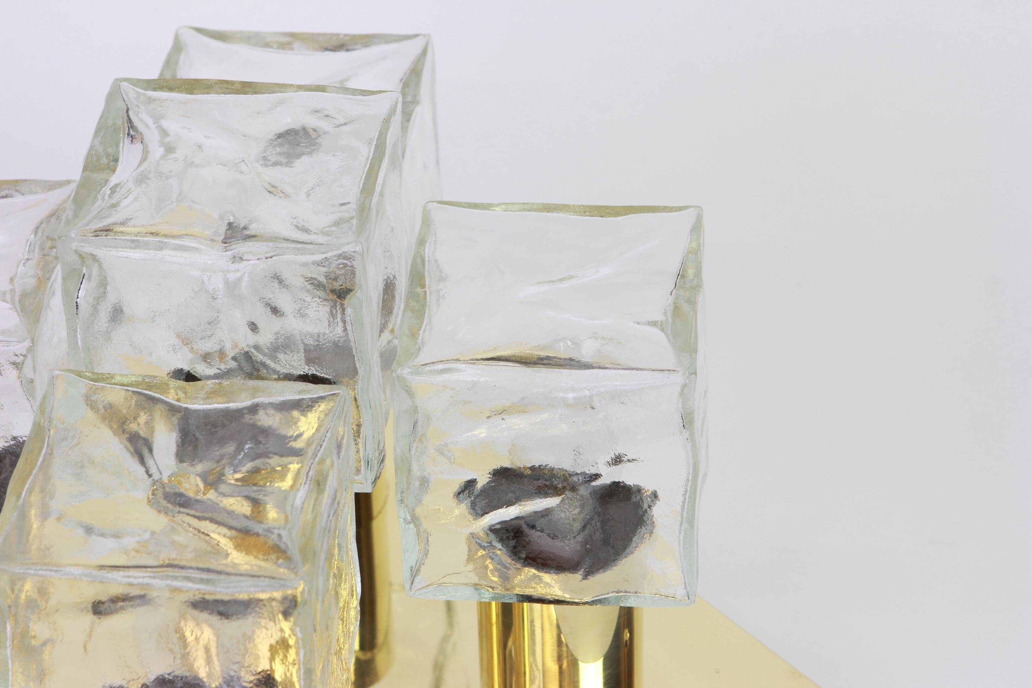 Large glass ice chandelier from Murano by Kalmar, Austria, 1960s.