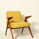 Scandinavian fauteuil jaune rétro  1970 milieu de siècle modern design chaise de salon