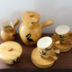 Ceramic coffee set imitation wood Grandjean-Jourdan Vallauris