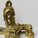 Louis XV style chiseled bronze firedog, 20th century