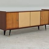 4-door sideboard in light beige and German wood from the 60s