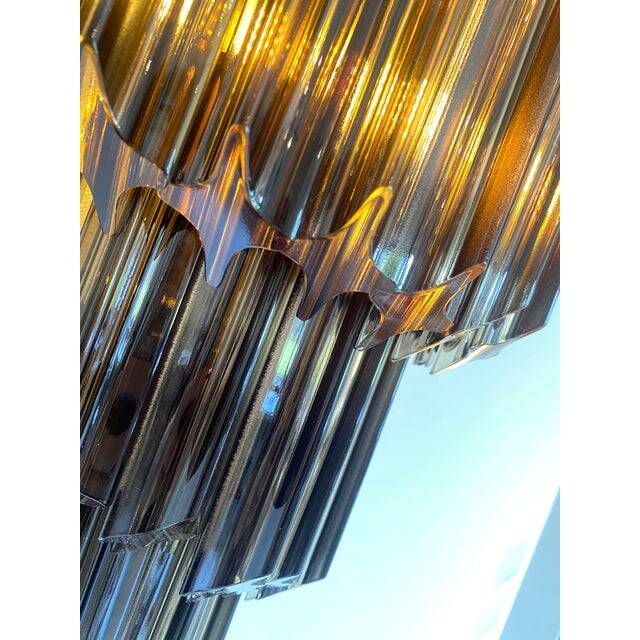 Set of Two Venetian Fumè "Quadriedro" Murano Glass Wall Sconces