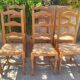 Rustic straw seat wooden chair / 1 set of 6 chairs