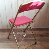 Pink velvet folding chair
