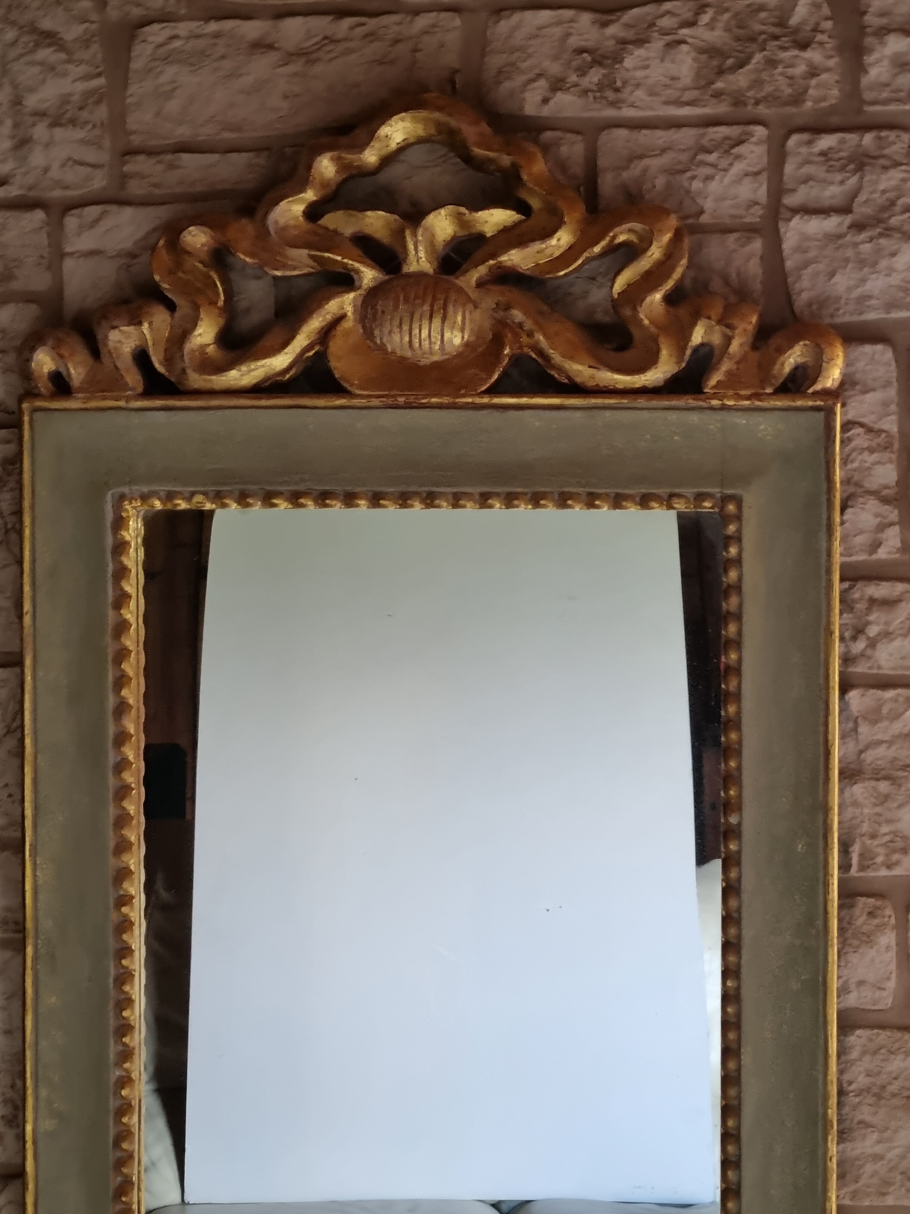 Golden wooden wall mirror 70s 70x115cm