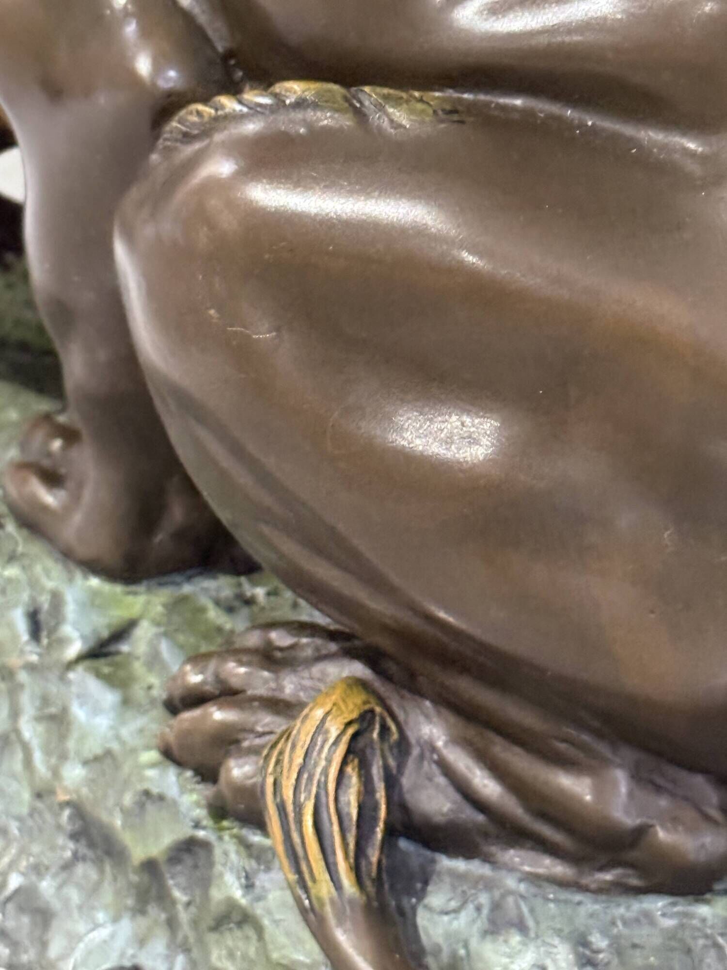Antique Cold-Painted Bronze Lion Fighting a Snake, After Antoine-Louis Barye