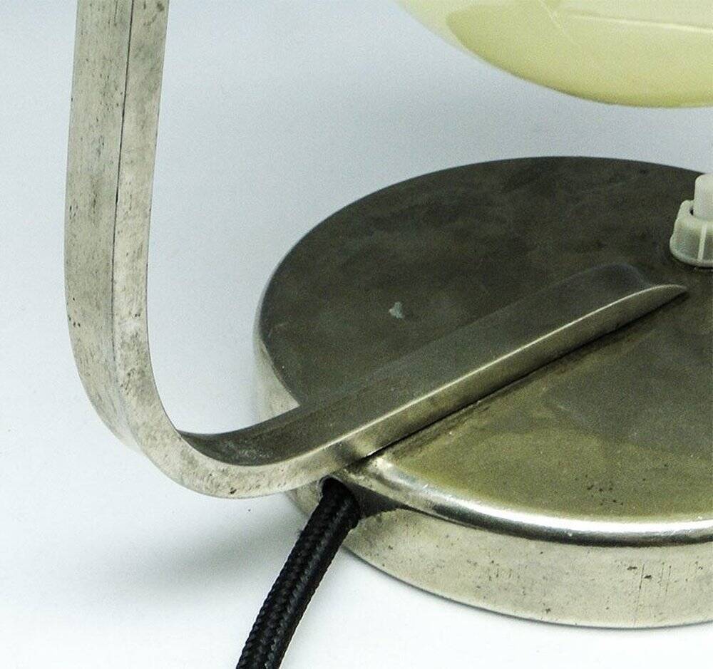 Mid-century glass and metal bedside lamp, 1950s