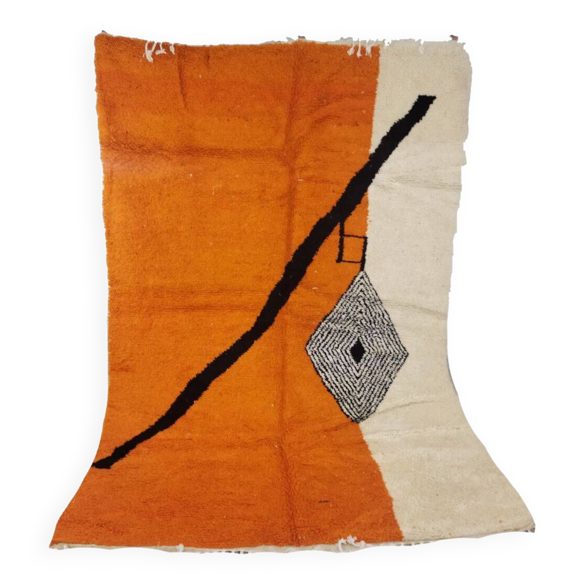 Moroccan handmade artisanal berber carpet magic orange eye 287 x 184 cm