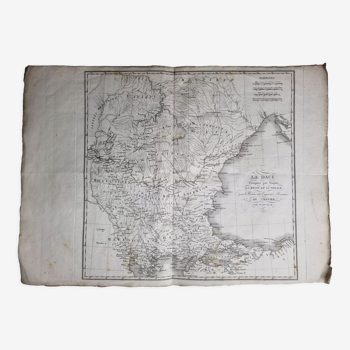Old map of La Dace extracted from the Atlas of the History of the Emperors of 1819, 48 x 34 cm