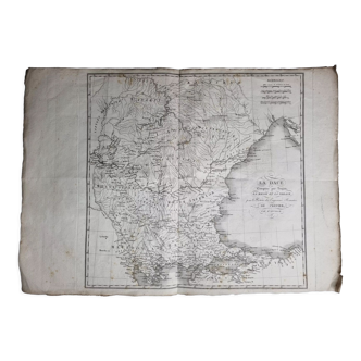 Old map of La Dace extracted from the Atlas of the History of the Emperors of 1819, 48 x 34 cm