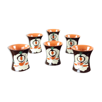 Set of 6 handmade vintage cups, pozdisovce czechoslovakia 1950s