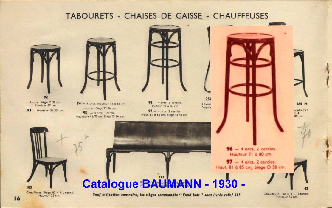 Bistro stool by Baumann No. 96 - 1930 - Art Nouveau seat -