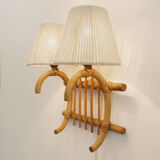 Sconce to 2 rattan fires, 1960/1970