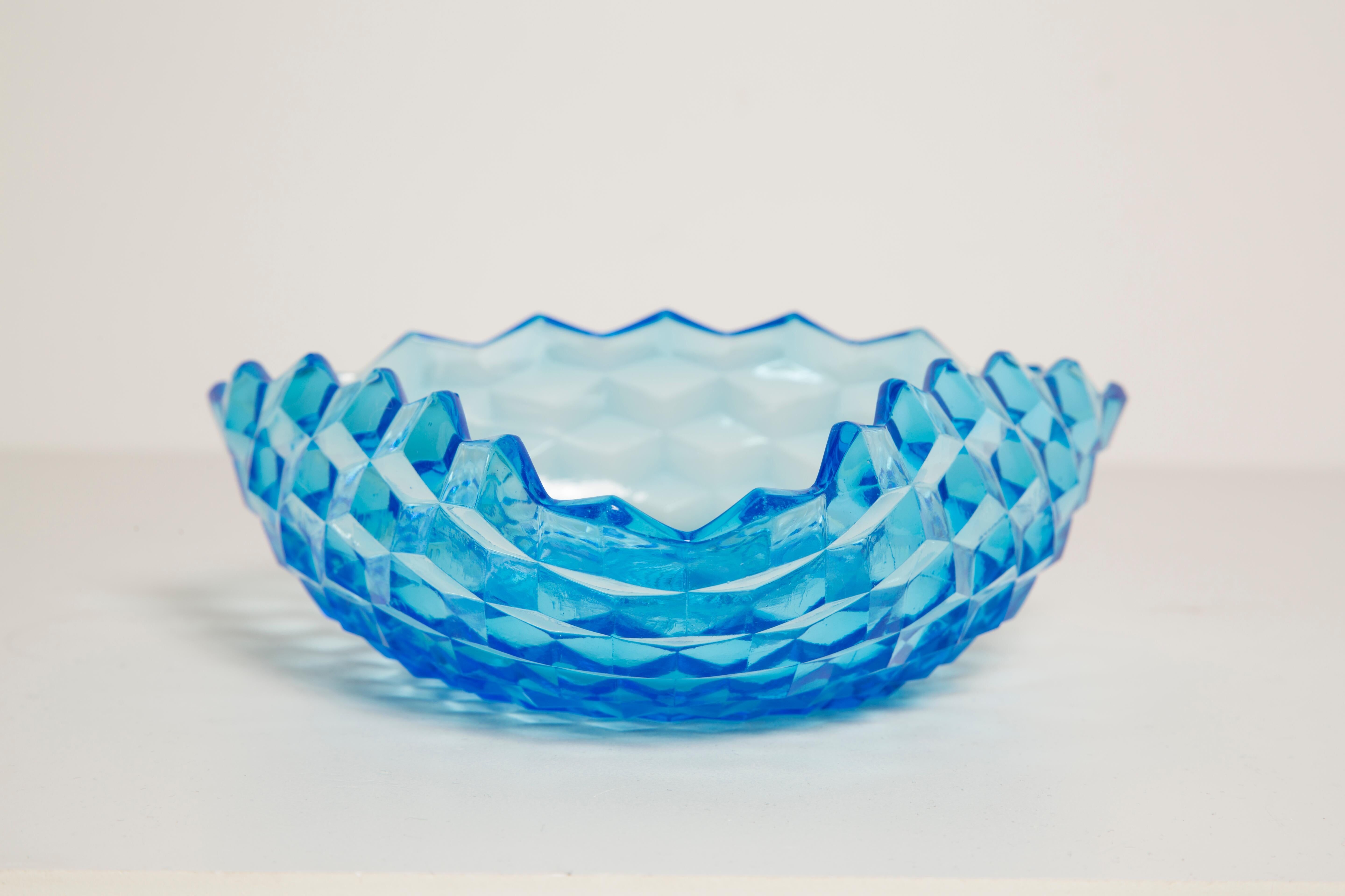 Vintage light blue decorative plate in glass - Italy, 1960s