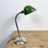 Lampe de table de banquier vintage en émail vert, années 1950