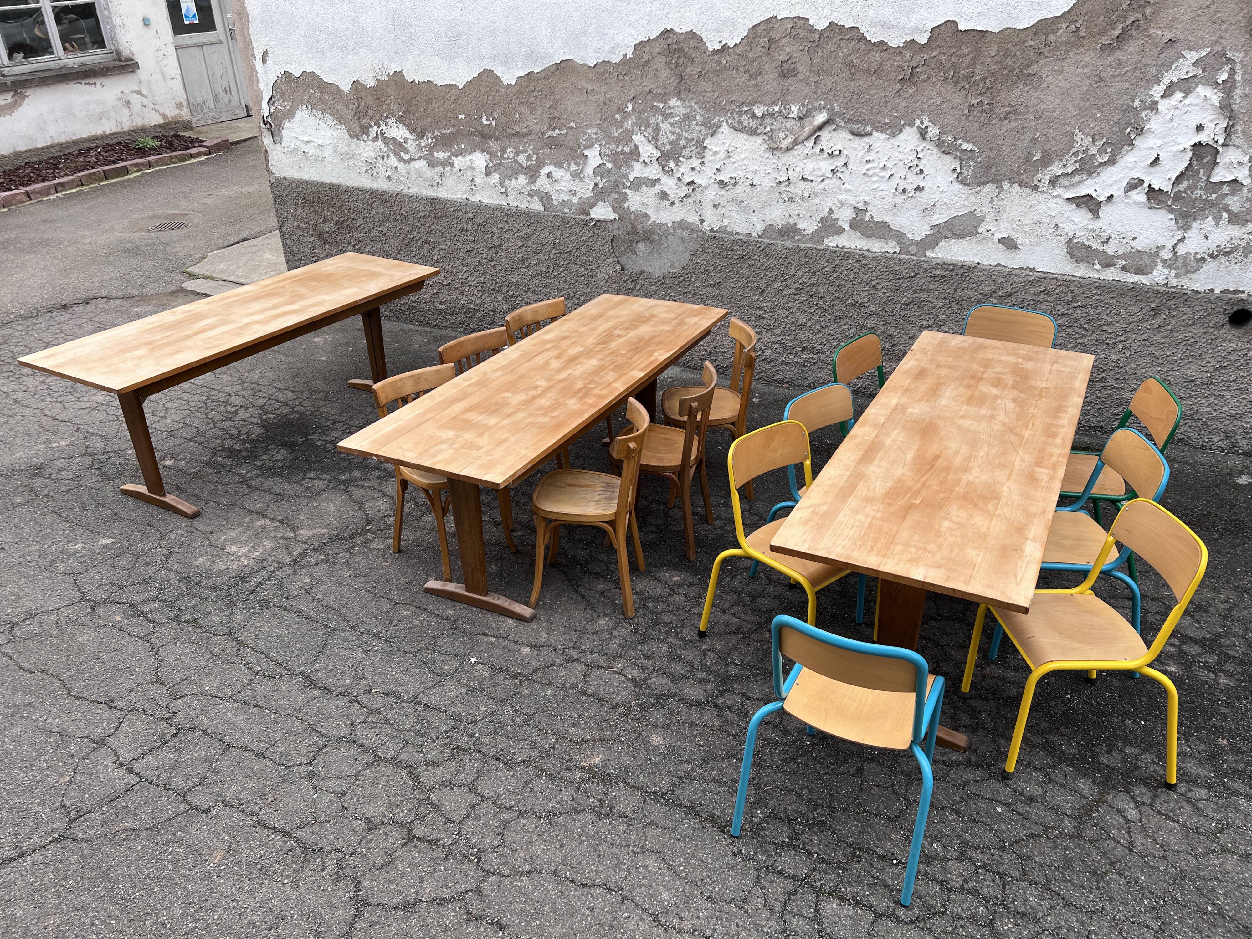 Trio de table bistrot vintage pliante 1950