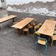 Trio de table bistrot vintage pliante 1950