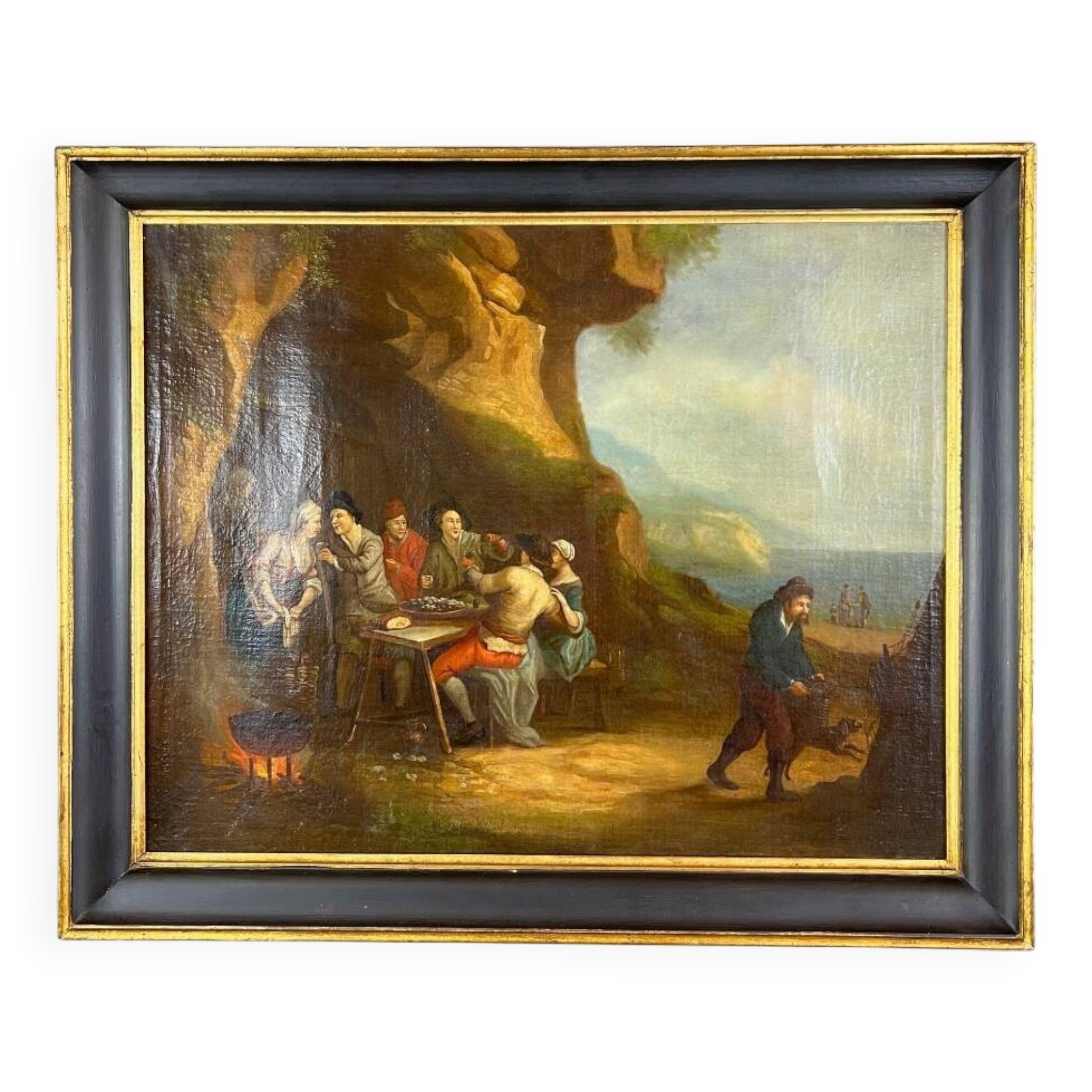 Oil on Canvas Painting Genre Scene Flemish School, 18th Century