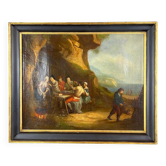 Tableau Huile sur Toile Scène De Genre école Flamande, XVIIIe Siècle