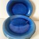 6 assiettes en grès émaillé – bleu cobalt & turquoise
