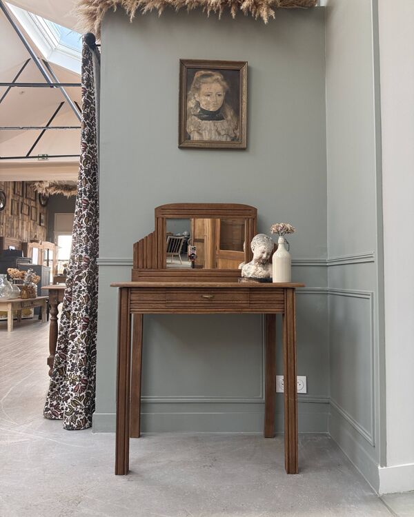 Coiffeuse bureau art déco en chêne (restaurée)