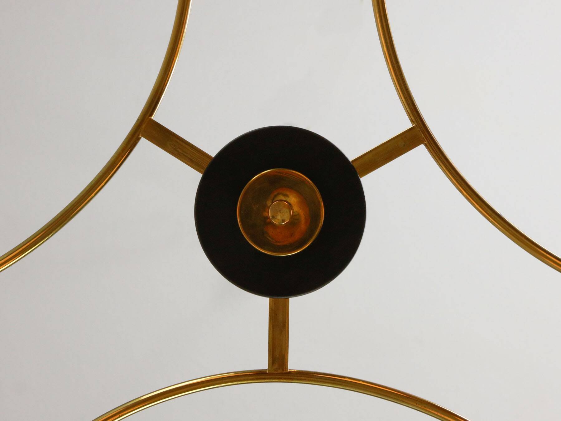 Mid-Century Modern Italian Brass and Opaline Chandelier