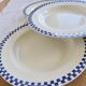 4 antique deep plates, ironstone Salins - Damier model