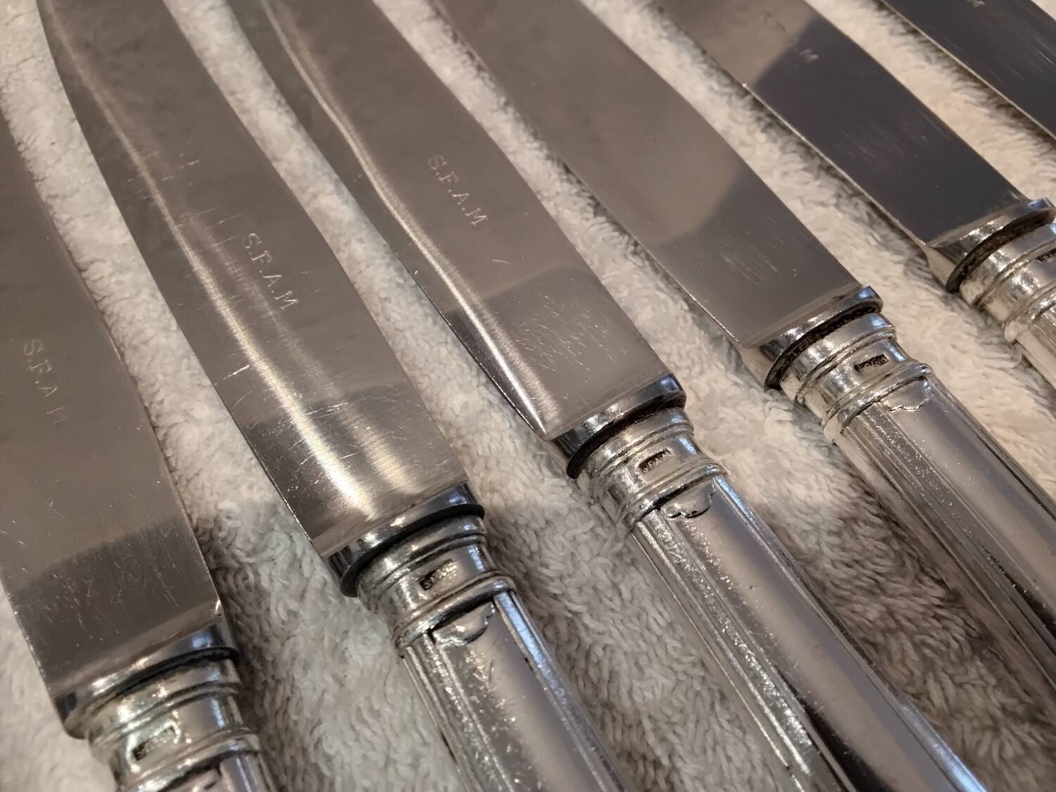 12 silver plated table knives, goldsmith SFAM, art deco style