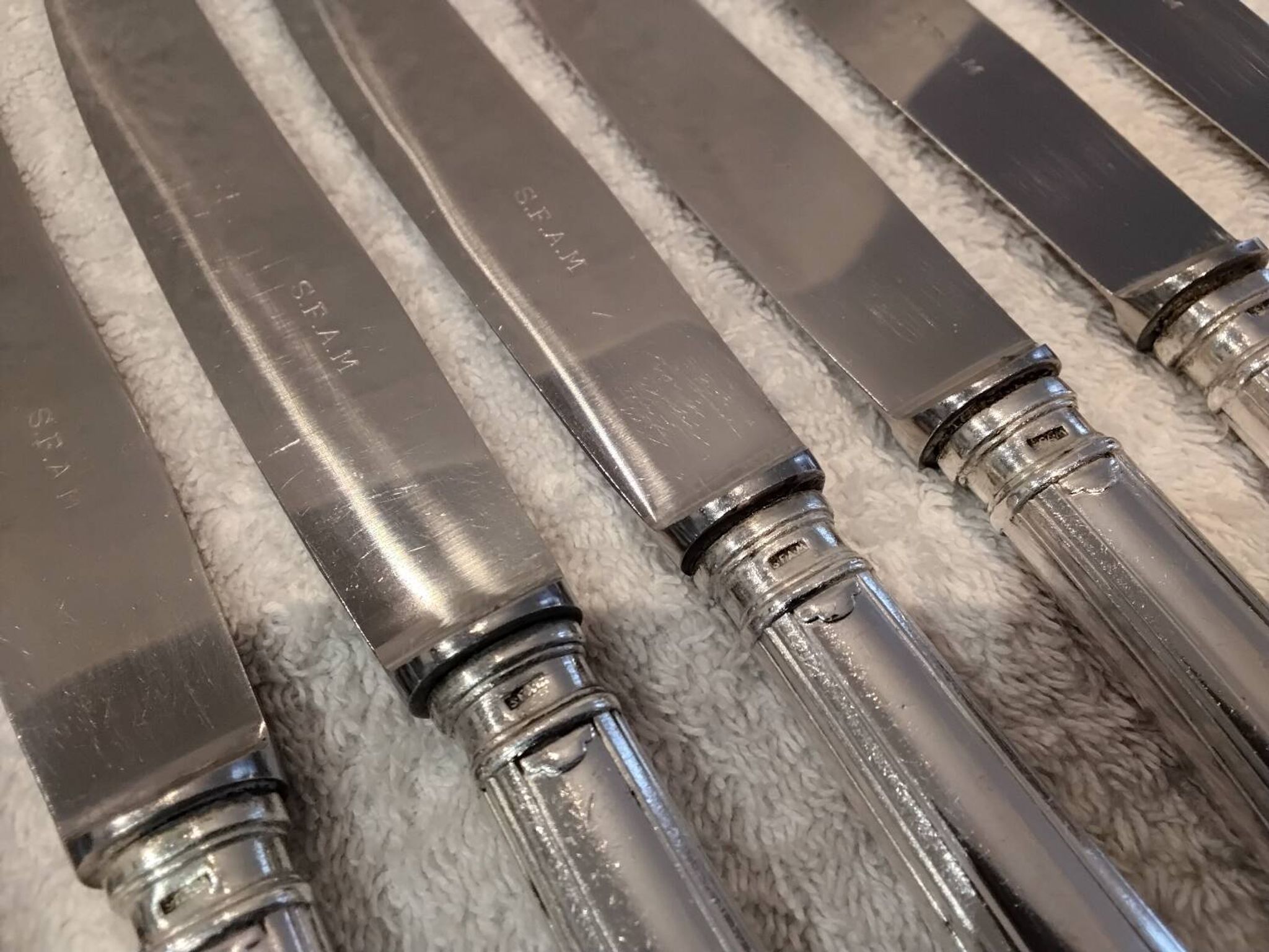 12 silver plated table knives, goldsmith SFAM, art deco style