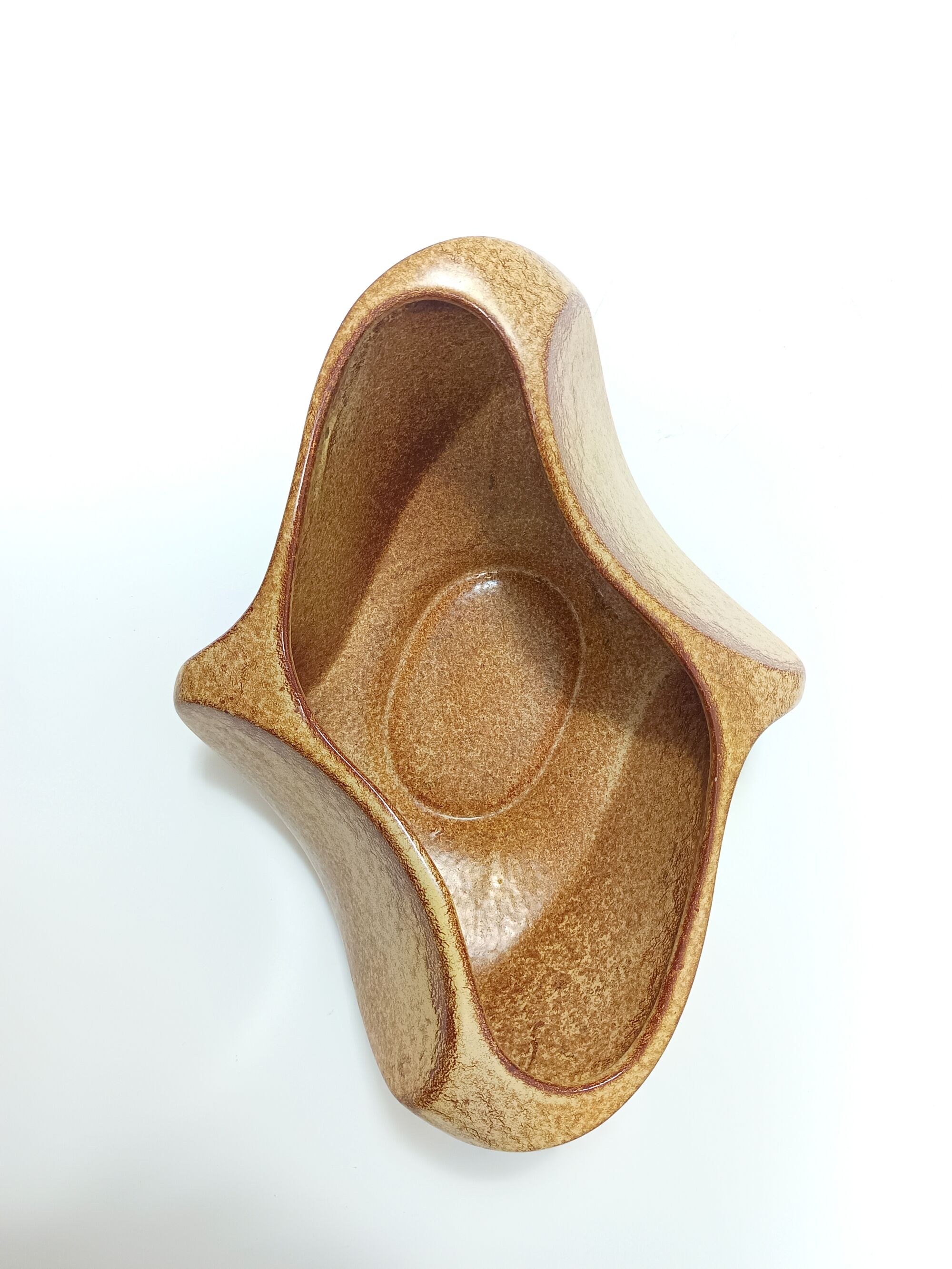 Brown Glazed Ceramic Trinket Bowl - Centerpiece by Bertoncello, Italy