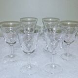 6 glasses with liqueur or aperitif glass decorated with engraved ears