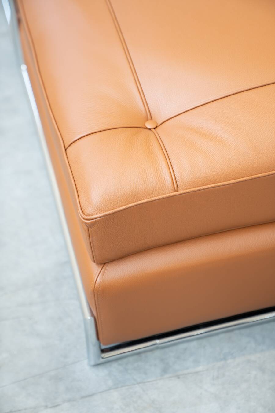 Cognac leather sofa bed, handmade by Eileen Gray, 1980/1990