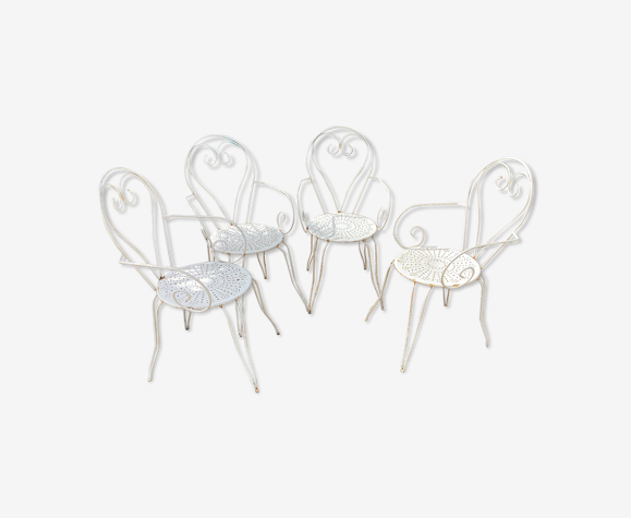 Fauteuils de jardin en fer blanc