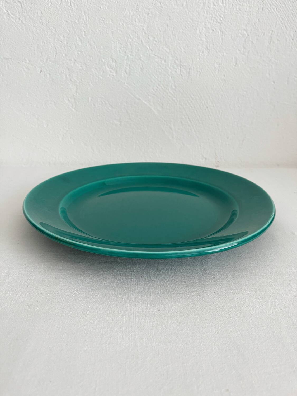 Vintage green round earthenware dish