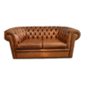 Light brown leather chesterfield sofa two places