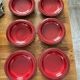 6 assiettes en grès rouge vintage