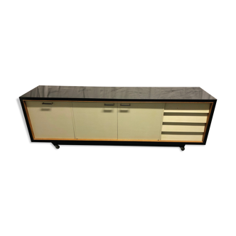 Sideboard in wood and black laque, circa 1960s