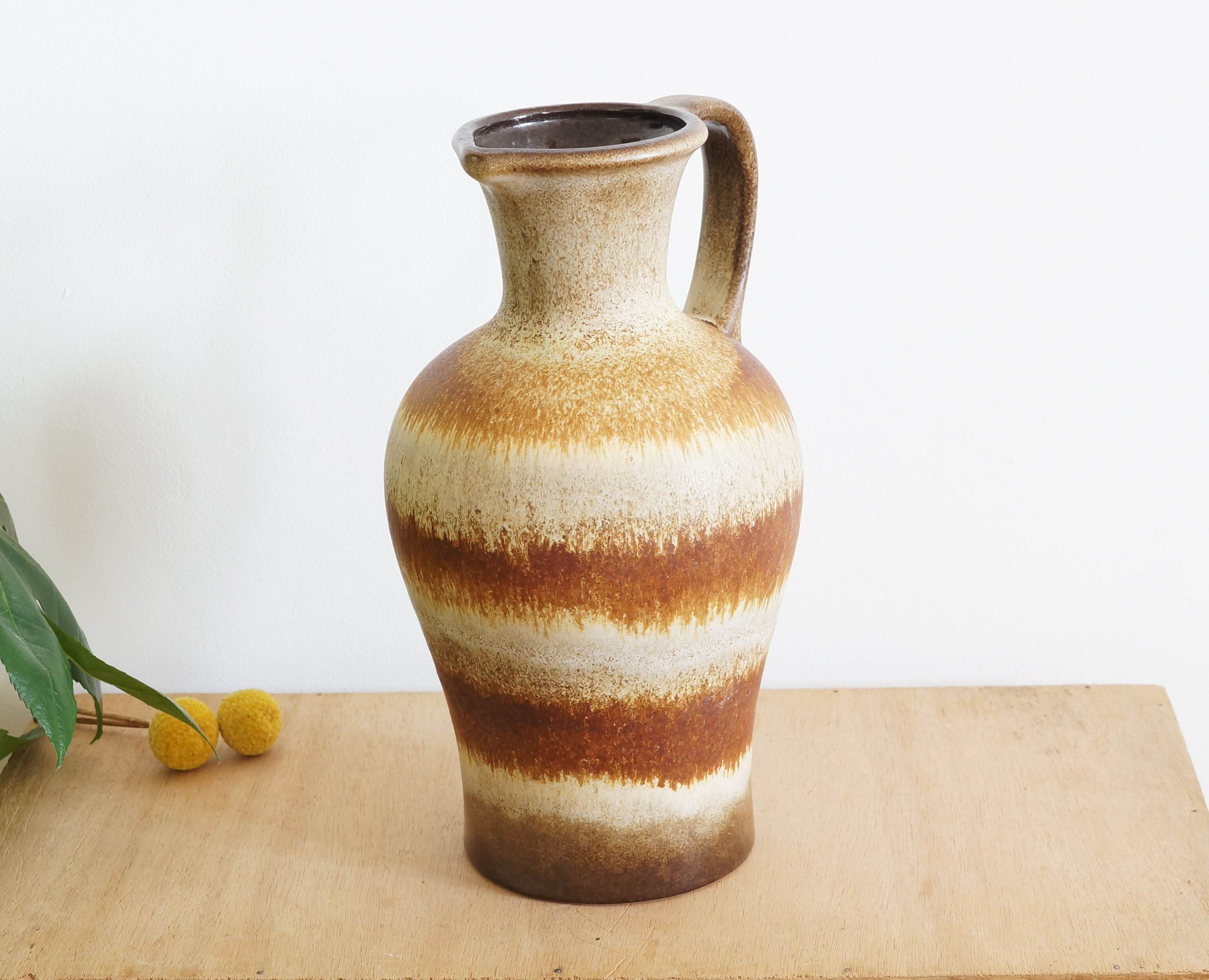striped brown vase west germany