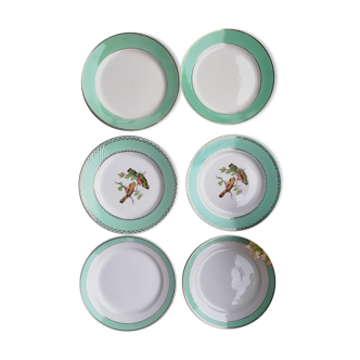 Set of mismatched mint green plates