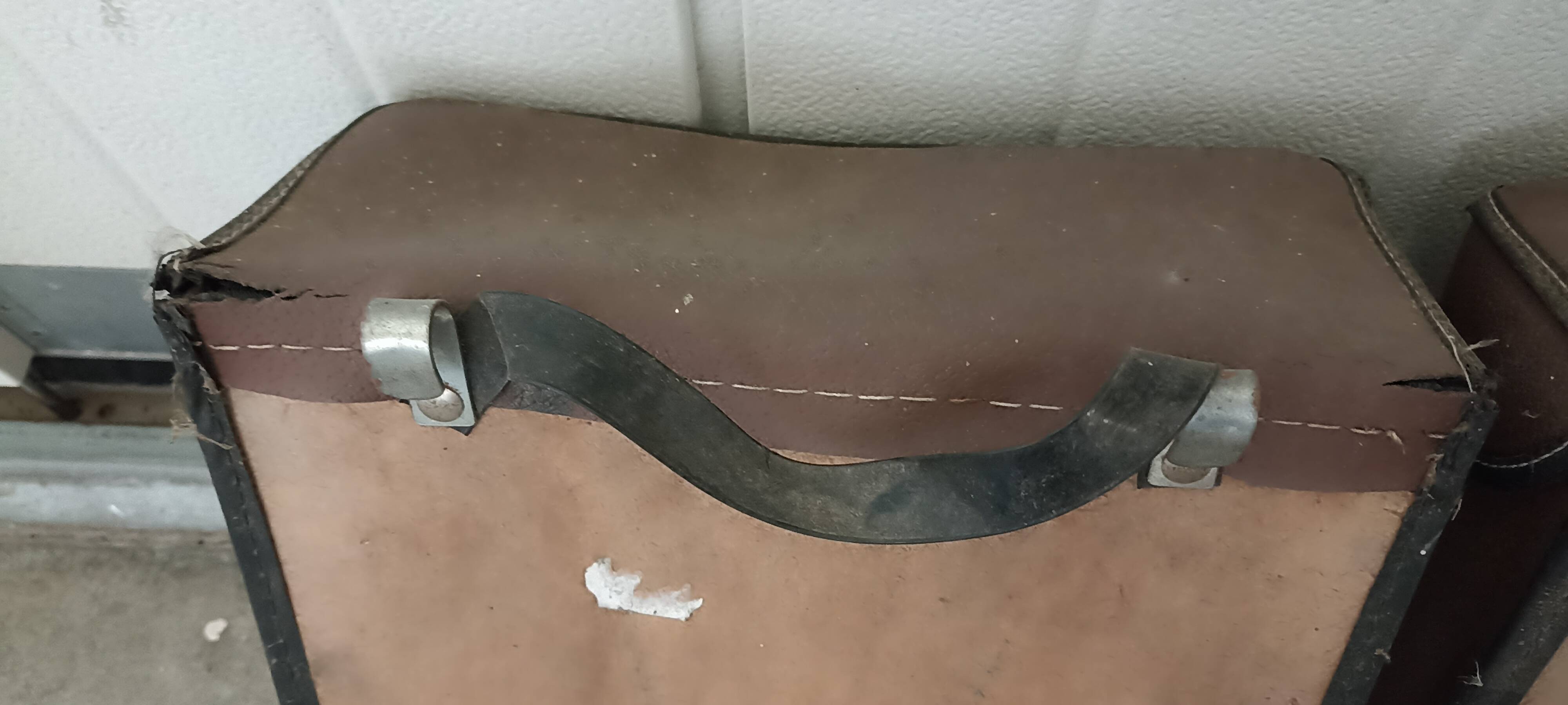 Pair of brown vinyl two-wheel saddlebags