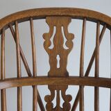 Mid century solid oak lyre-back Windsor chair, 1960s-70s