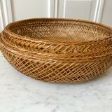 Trio of nesting baskets in woven wicker from the 70s