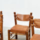 Ensemble de six chaises de salle à manger en cuir brutalistes