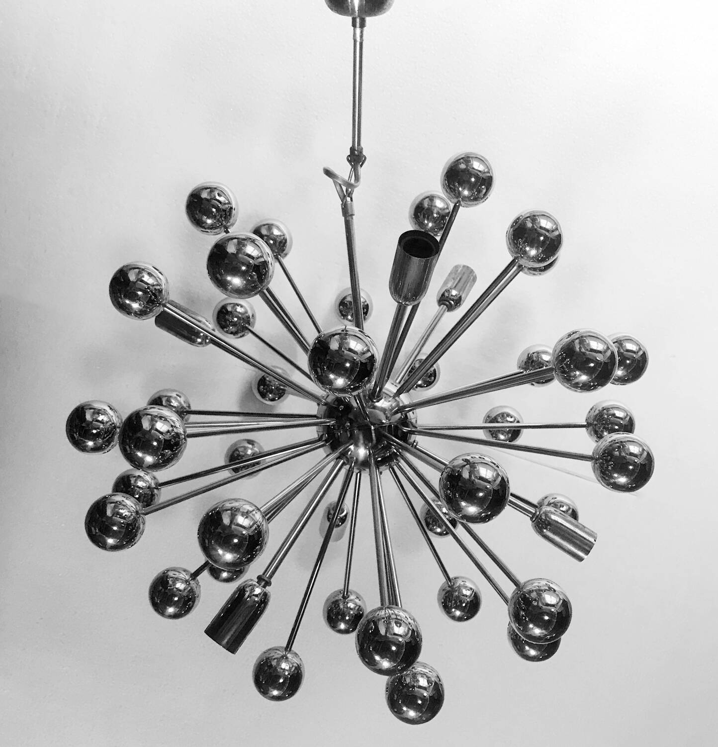 Grande Suspension Vintage • Plafonnier Sputnik • Acier Chromé • Space Age • 1970