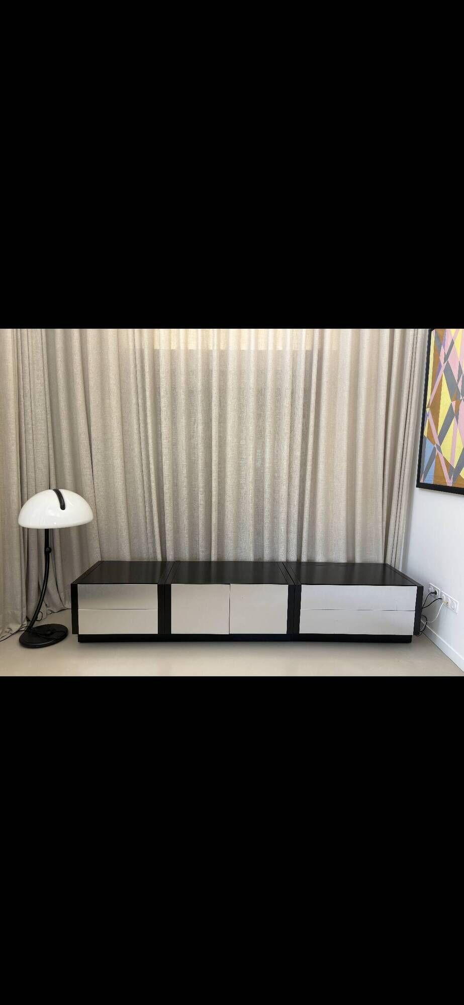 Modular enfilade Roche Bobois "Camora Nova" in brushed aluminium.