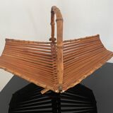 Basket in rattan and bamboo 60s