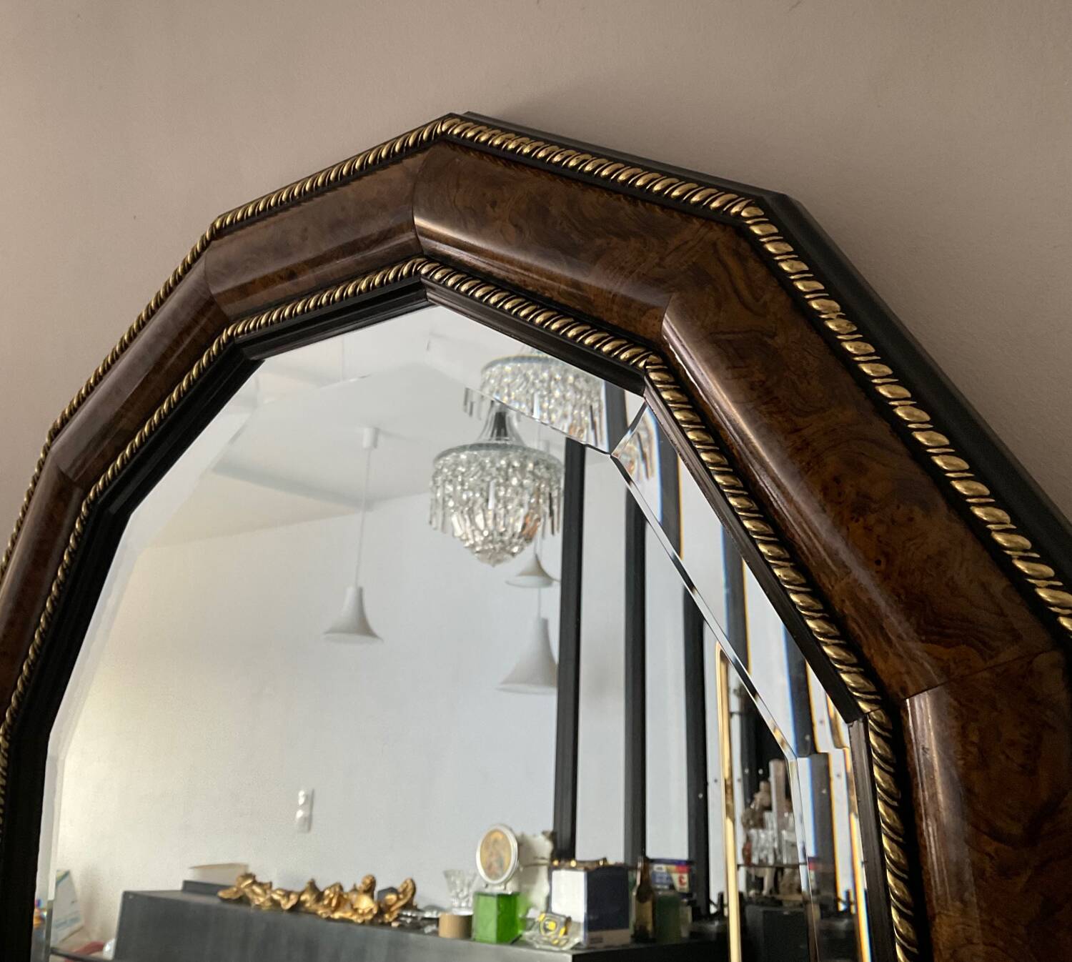 Large vintage Italian wooden mirror